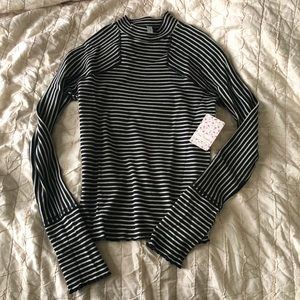 Free people Striped mock neck top